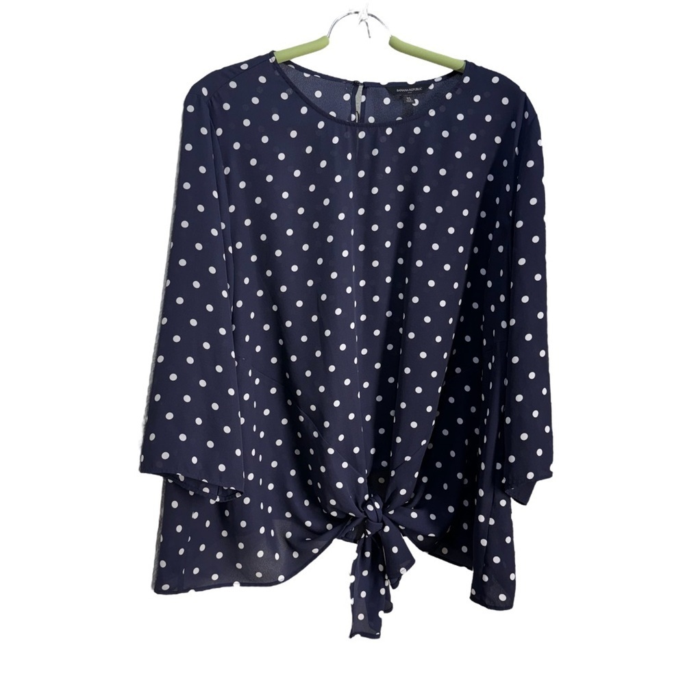 Banana Republic Tie Front Polka Dot Blouse